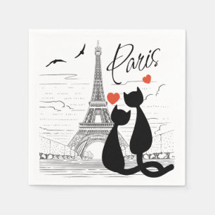 Guardanapo De Papel Amor de gato em Paris