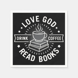 Guardanapo De Papel Amor Deus Beba Café Ler Livros Vintage