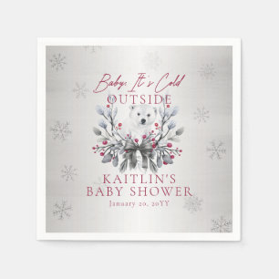 Guardanapo De Papel Amor É frio fora do Chá de fraldas do Urso Polar