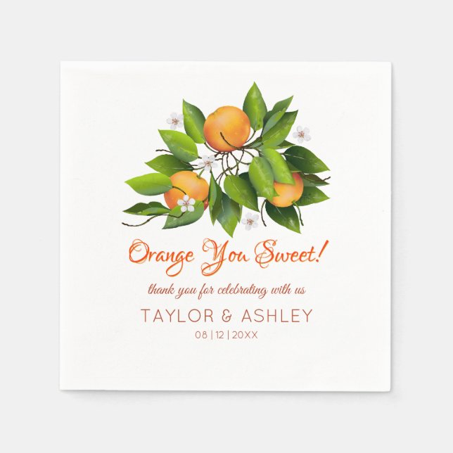 Guardanapo De Papel Amor é Fruta de Citros Laranja Doce | Casamento (Frente)