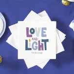 Guardanapo De Papel "Amor e Luz" Feliz Hanukkah Personalizado<br><div class="desc">Hanukkah personalizado temático design.</div>