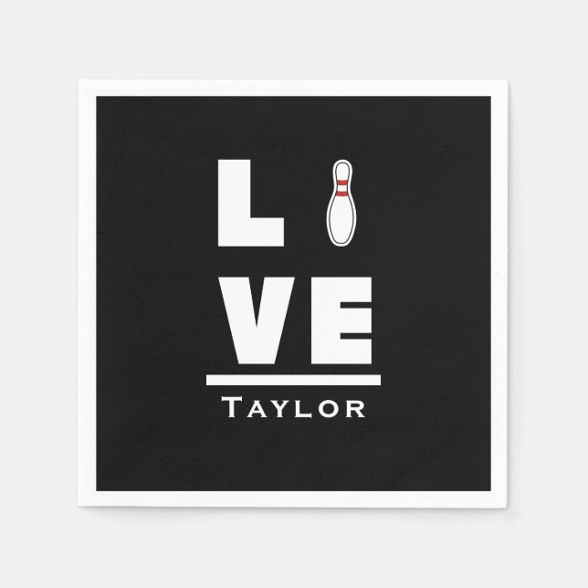 Guardanapo De Papel Amor E Vivo Tenpin Boliche Bowler Sports Fan (Frente)