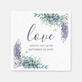 Guardanapo De Papel Amor. Flores de lavanda roxas. Casamento floral