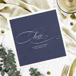 Guardanapo De Papel Amor - Marinho Elegante Casamento Azul<br><div class="desc">Amor - Marinho Elegante Casamento Azul Napkin</div>