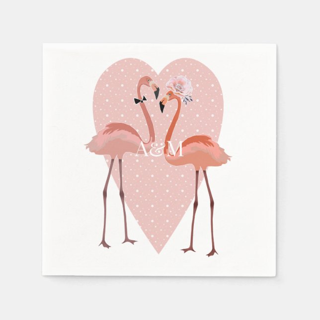 Guardanapo De Papel Amor na moda de Flamingo rosa (Frente)