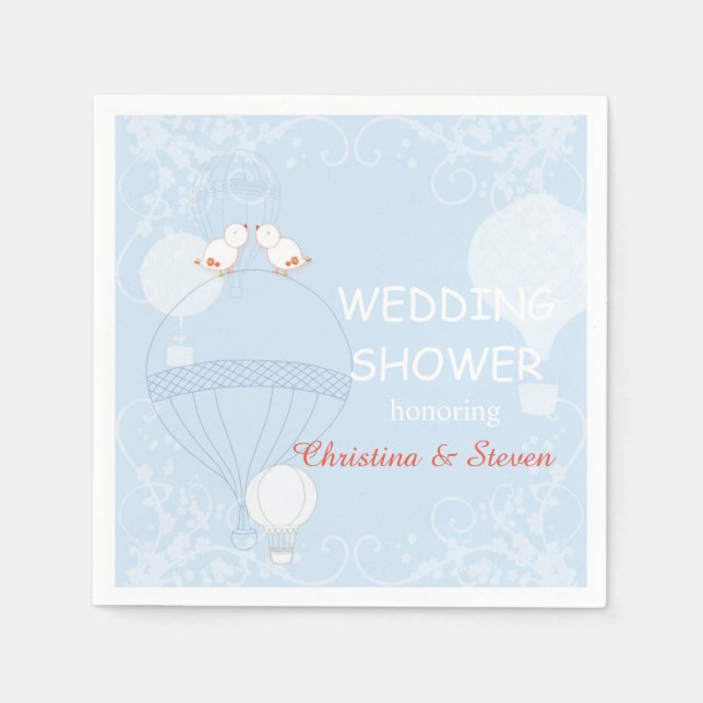 Guardanapo De Papel Amor no Chá de panela Azul do Bebê-Ar (Frente)