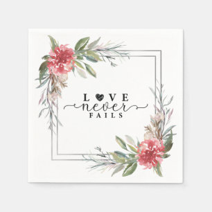 Guardanapo De Papel Amor Nunca Falha Bíblia Verso Flores Rosa Verde