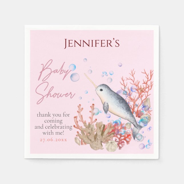 Guardanapo De Papel Amor oceânico adorável Narral Conchas Chá de frald (Frente)