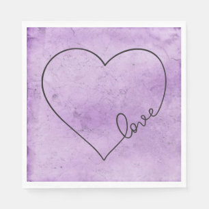 Guardanapo De Papel Amor por Aquarela com Lavanda de Coração Púrpur