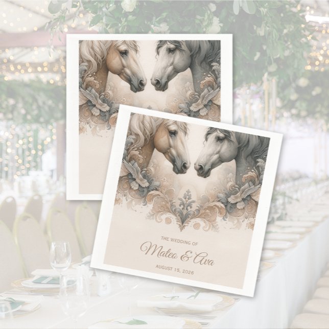 Guardanapo De Papel Amor Por Casamento Especial De Cavalos (Love For Horses Special Wedding Napkins)