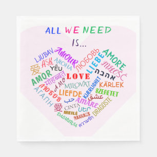 Guardanapo De Papel AMOR - Vários Idiomas - Internacional Personaliz