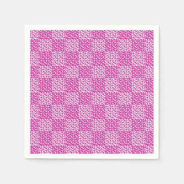 Guardanapo De Papel Amor verificado em magenta e branco (Frente)