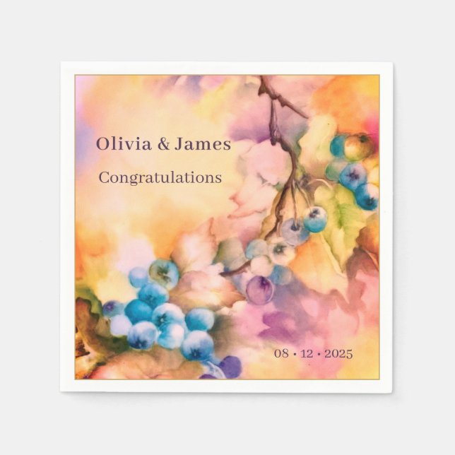 Guardanapo De Papel Amorango Personalizável Napkin — Nomes, Evento (Frente)