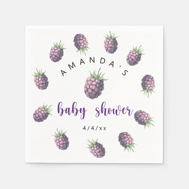 Guardanapo De Papel Amoras negras - Chá de fraldas (Frente)