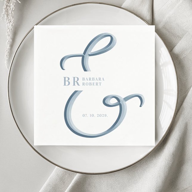 Guardanapo De Papel Ampersand Dusty Blue Wedding (Criador carregado)