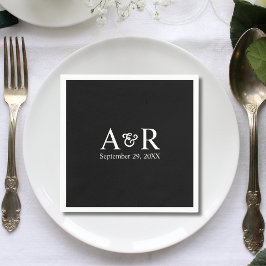 Guardanapo De Papel Ampersand Monograma Minimalista Casamento Preto
