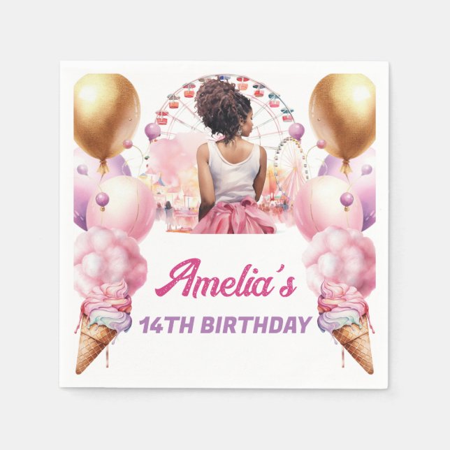 Guardanapo De Papel Amusement Park African American Birday (Frente)