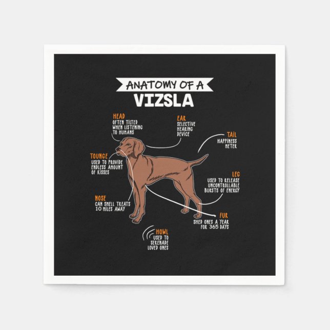 Guardanapo De Papel Anatomia De Um Cão Vizsla (Frente)