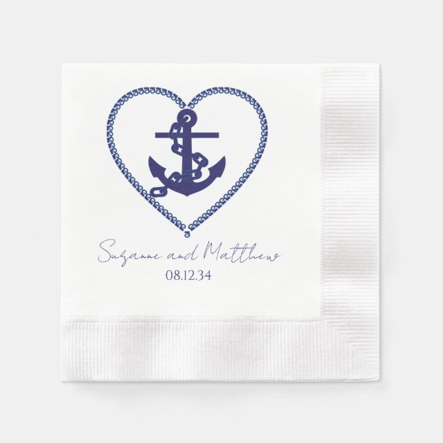 Guardanapo De Papel Anchor Amor Casamento Náutico Napkins (Frente)