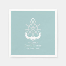 Guardanapo De Papel Anchor do nome da família Teal da Beach House