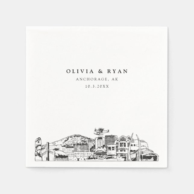 Guardanapo De Papel Anchorage Wedding Minimalist Paper (Frente)