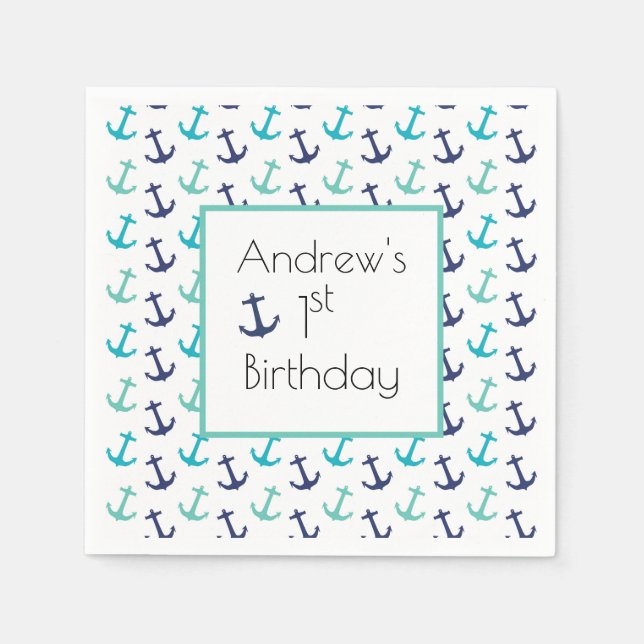 Guardanapo De Papel Âncora Azul Náutica (Frente)