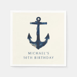 Guardanapo De Papel Âncora Náutica Azul Marinho 50.a Festa de aniversá