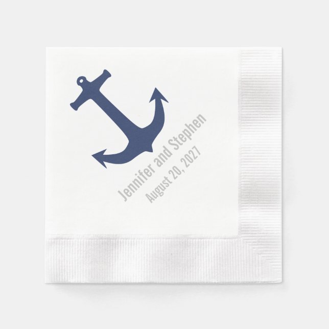 Guardanapo De Papel Âncora Náutica Casamento Personalizado Napkins (Frente)