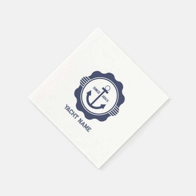 Guardanapo De Papel Âncora real azul-náutica com embarcação personaliz (Canto)