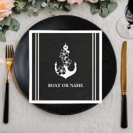 Guardanapo De Papel Ancoragem Náutica Floral Nome do Barco Personaliza