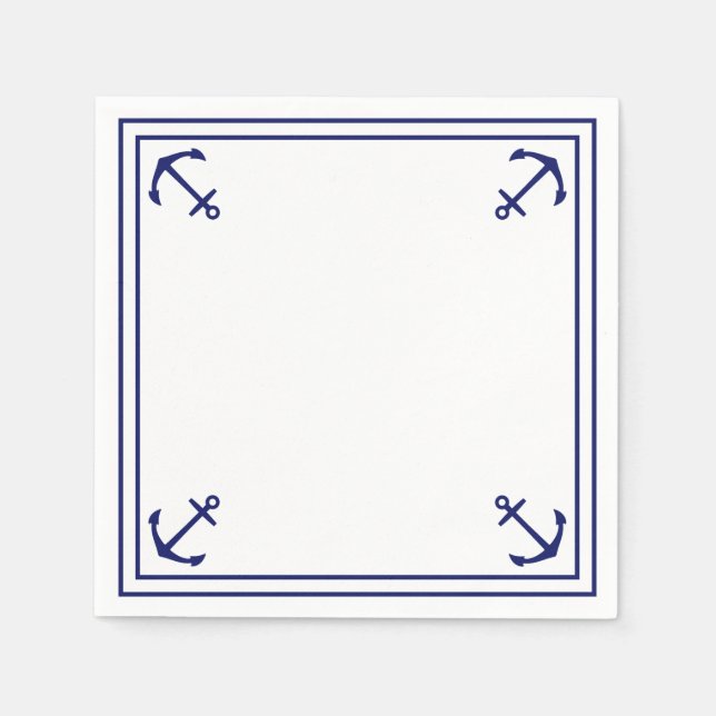 Guardanapo De Papel Âncoras azuis em branco personalizável (Frente)