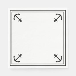 Guardanapo De Papel Âncoras Pretas em Branco