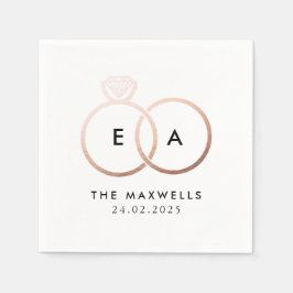 Guardanapo De Papel Anéis de Casamento Dourado Rosa moderno Anéis Cock