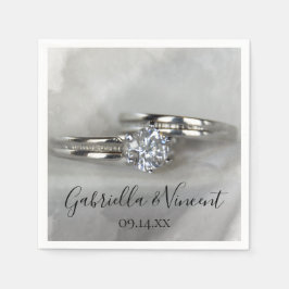 Guardanapo De Papel Anéis de Casamento na Cinza