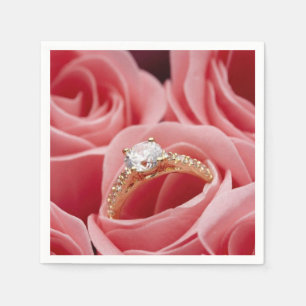 Guardanapo De Papel Anel Diamond Entre Rosas Napkins
