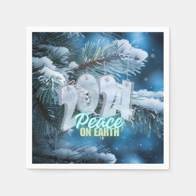 Guardanapo De Papel Anel em 2024 desejando a paz na Terra (Frente)