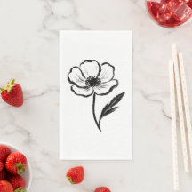 Anêmona de Tinta Arte Minimalista de Pincelada de