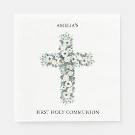 Guardanapo De Papel Anêmonas e Eucalipto cruzam Primeira Comunhão Sagr