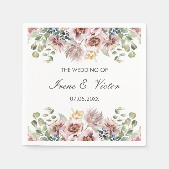 Guardanapo De Papel Anemone Blush | Casamento personalizado da paleta  (Frente)