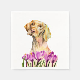 Guardanapo De Papel Angelic | Vizsla Dog e Crocus Watercolor