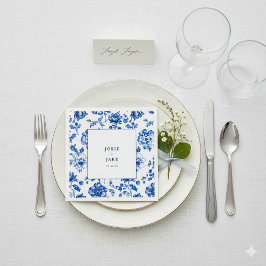 Guardanapo De Papel Anguardanapo de casamento branco e azul do softwar