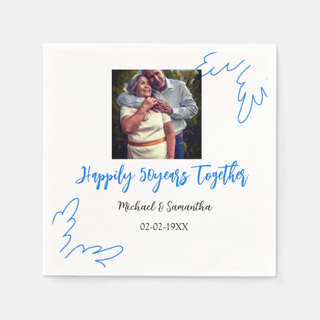 Guardanapo De Papel anima o nome da foto azul de folha de 50 anos (Frente)