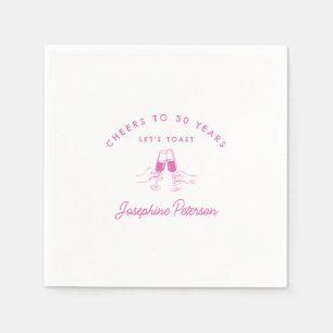 Guardanapo De Papel Anima-se a 30 anos de aniversário de 30 anos rosa