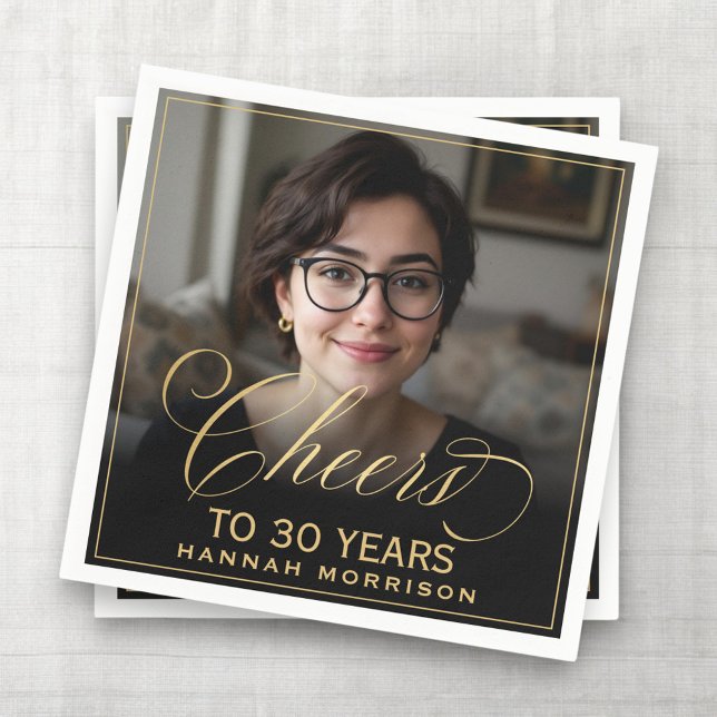 Guardanapo De Papel Anima-se a 30 anos Foto de aniversário Dourada Pre (Criador carregado)