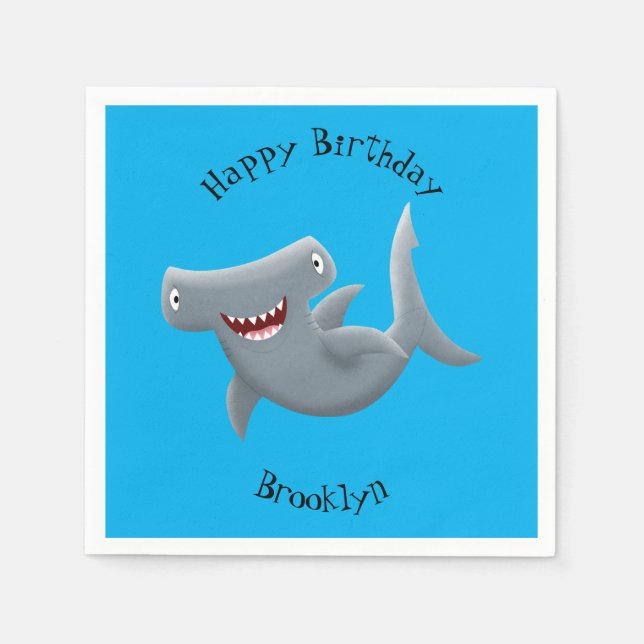 Guardanapo De Papel Animação engraçada de tubarão Hammerhead (Frente)