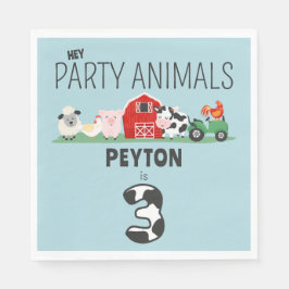 Guardanapo De Papel Animais aniversário de 3 anos Fazendas  Crianças d