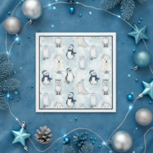 Animais Árticos de Inverno Pinguim e Urso Polar Fo