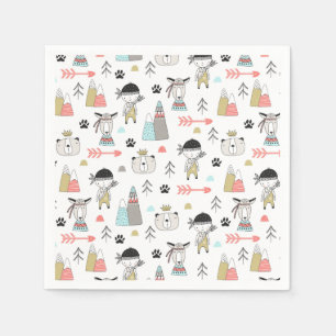 Guardanapo De Papel Animais bonitos da floresta & teste padrão indian