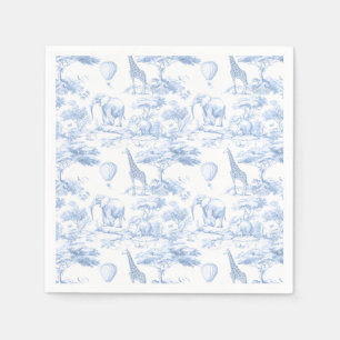 Guardanapo De Papel Animais da Blue Safari Toile de Jouy Chá de Bebê