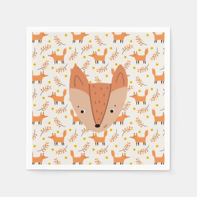 Guardanapo De Papel Animais da Floresta Boho Design Raposa (Frente)